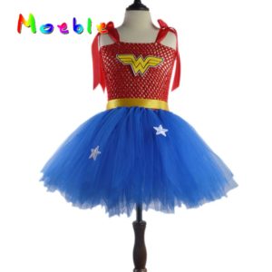 Wonder Woman Costume Superhero Party Dress Tutu for Girls