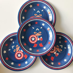Captain America Disposable Paper Plates Kids Birthday Party Supplies 12 PCs