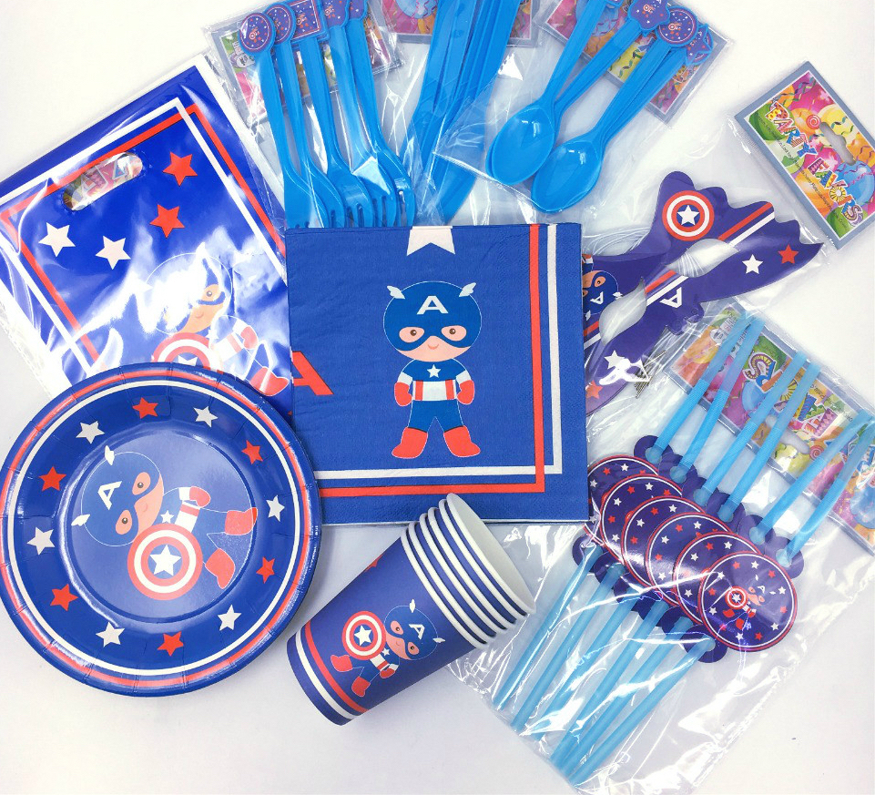 58pcs Wholesale Captain America Birthday Party Decorations